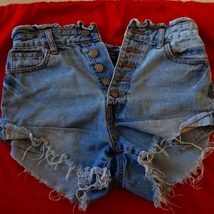 Forever 21 distressed button fly denim jean shorts size M